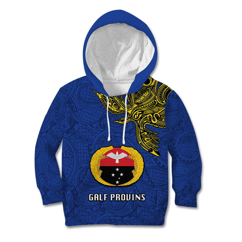 Papua New Guinea Gulf Province Kid Hoodie PNG Birds Of Paradise Polynesian Arty Style LT03 Hoodie Blue - Polynesian Pride