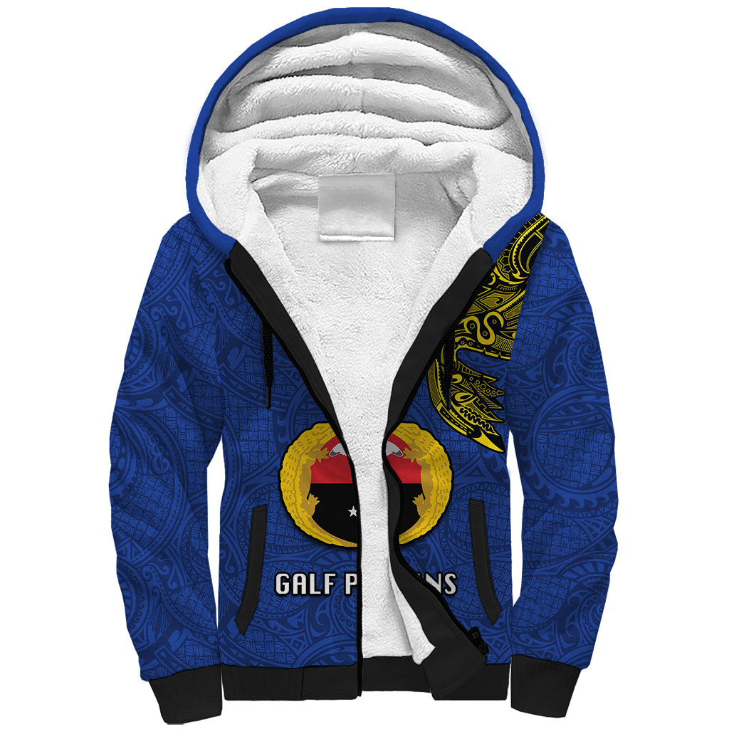 Papua New Guinea Gulf Province Sherpa Hoodie PNG Birds Of Paradise Polynesian Arty Style LT03 Unisex Blue - Polynesian Pride