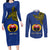 Custom Papua New Guinea Gulf Province Couples Matching Long Sleeve Bodycon Dress and Long Sleeve Button Shirts PNG Birds Of Paradise Polynesian Arty Style LT03 Blue - Polynesian Pride