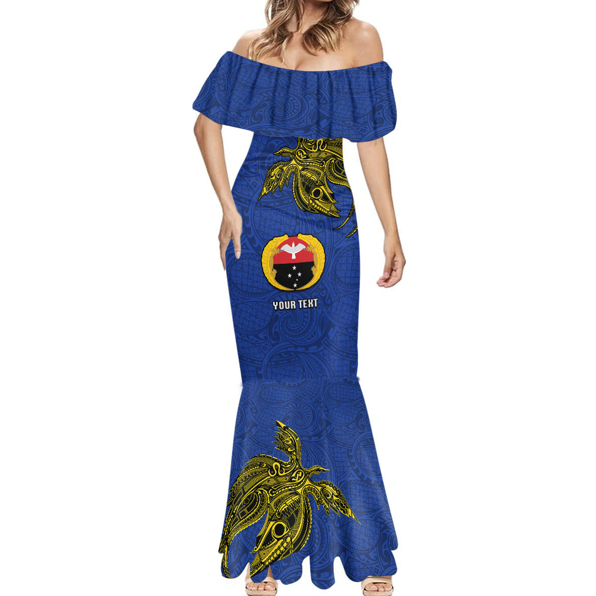 Custom Papua New Guinea Gulf Province Mermaid Dress PNG Birds Of Paradise Polynesian Arty Style LT03 - Polynesian Pride
