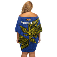 Custom Papua New Guinea Gulf Province Off Shoulder Short Dress PNG Birds Of Paradise Polynesian Arty Style LT03 - Polynesian Pride
