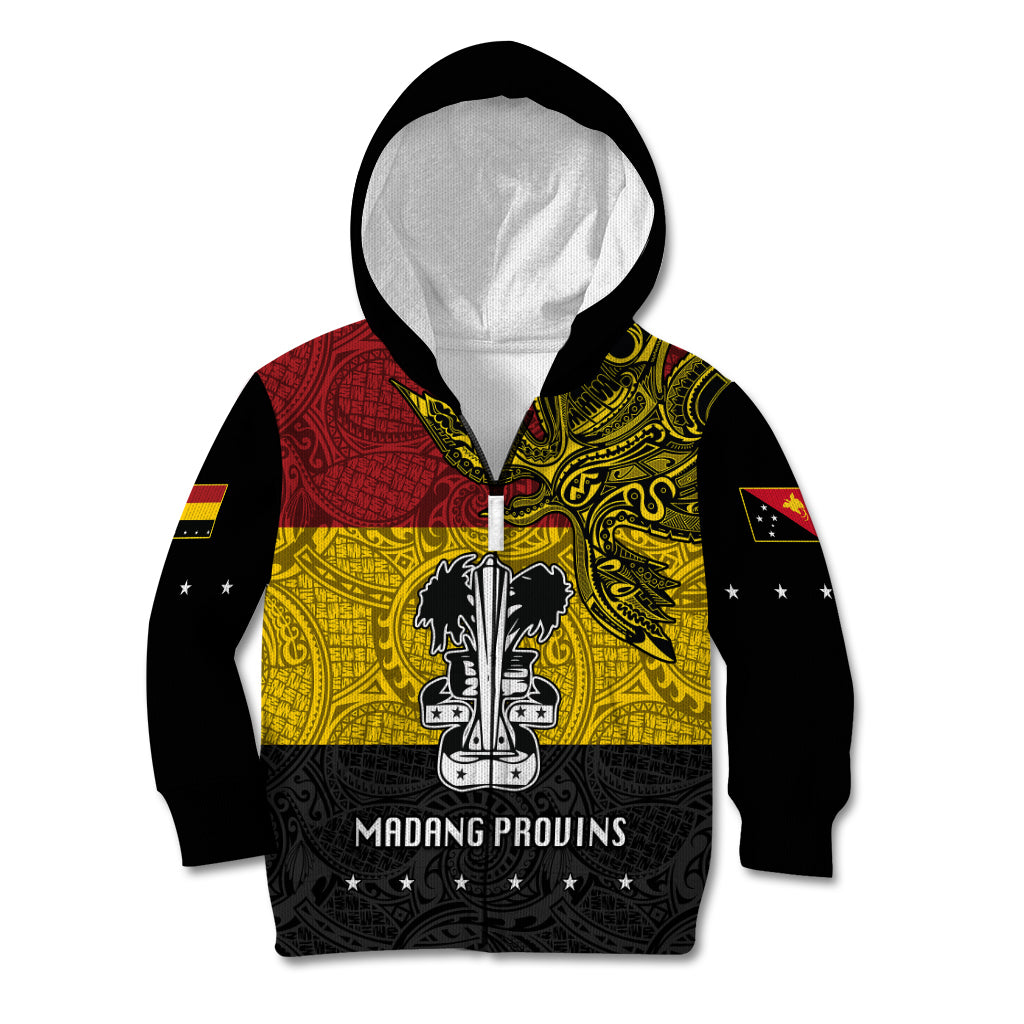 Papua New Guinea Madang Province Kid Hoodie PNG Birds Of Paradise Polynesian Arty Style LT03 Zip Hoodie Yellow - Polynesian Pride