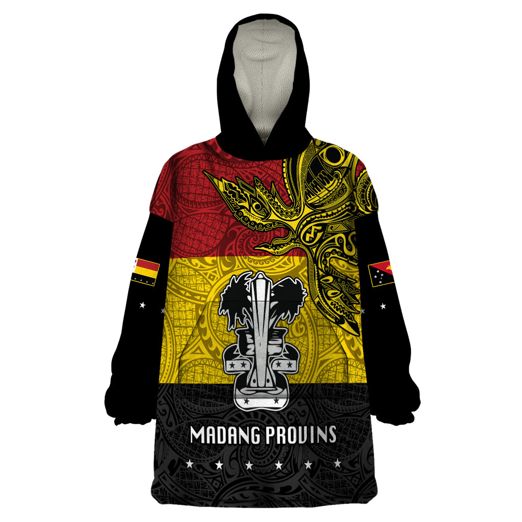 Papua New Guinea Madang Province Wearable Blanket Hoodie PNG Birds Of Paradise Polynesian Arty Style LT03 One Size Yellow - Polynesian Pride