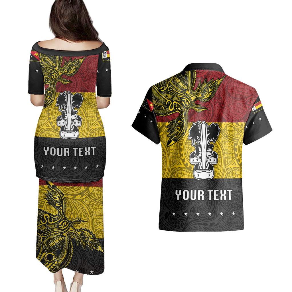 Custom Papua New Guinea Madang Province Couples Matching Puletasi Dress and Hawaiian Shirt PNG Birds Of Paradise Polynesian Arty Style LT03 - Polynesian Pride