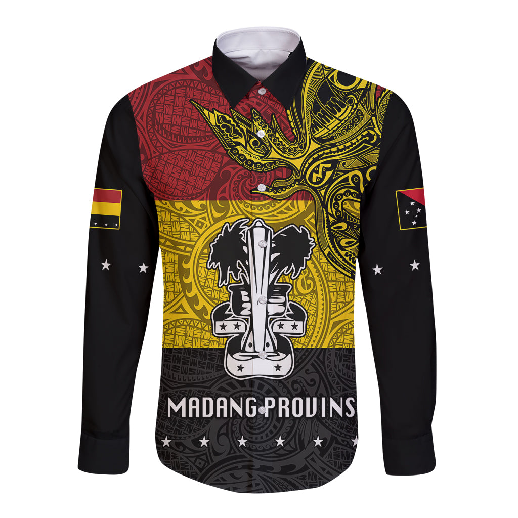 Custom Papua New Guinea Madang Province Long Sleeve Button Shirt PNG Birds Of Paradise Polynesian Arty Style LT03 Unisex Yellow - Polynesian Pride