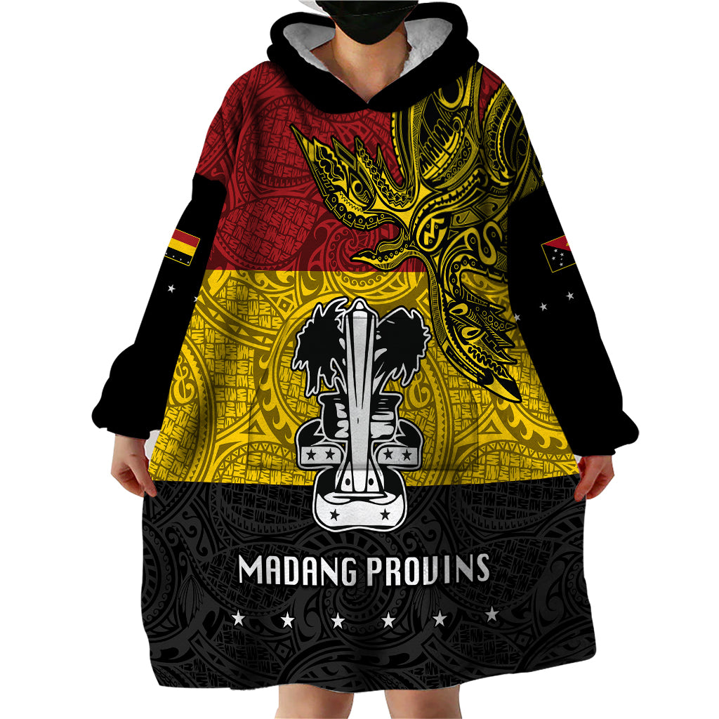 Custom Papua New Guinea Madang Province Wearable Blanket Hoodie PNG Birds Of Paradise Polynesian Arty Style LT03 - Polynesian Pride