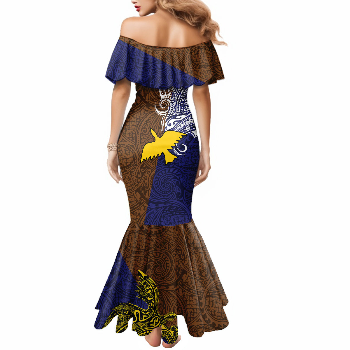 Papua New Guinea Manus Province Mermaid Dress PNG Birds Of Paradise Polynesian Arty Style LT03 - Polynesian Pride