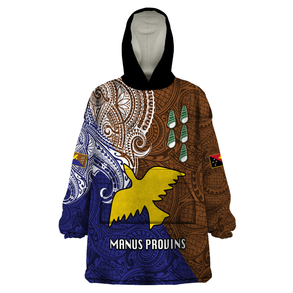 Papua New Guinea Manus Province Wearable Blanket Hoodie PNG Birds Of Paradise Polynesian Arty Style LT03 One Size Brown - Polynesian Pride