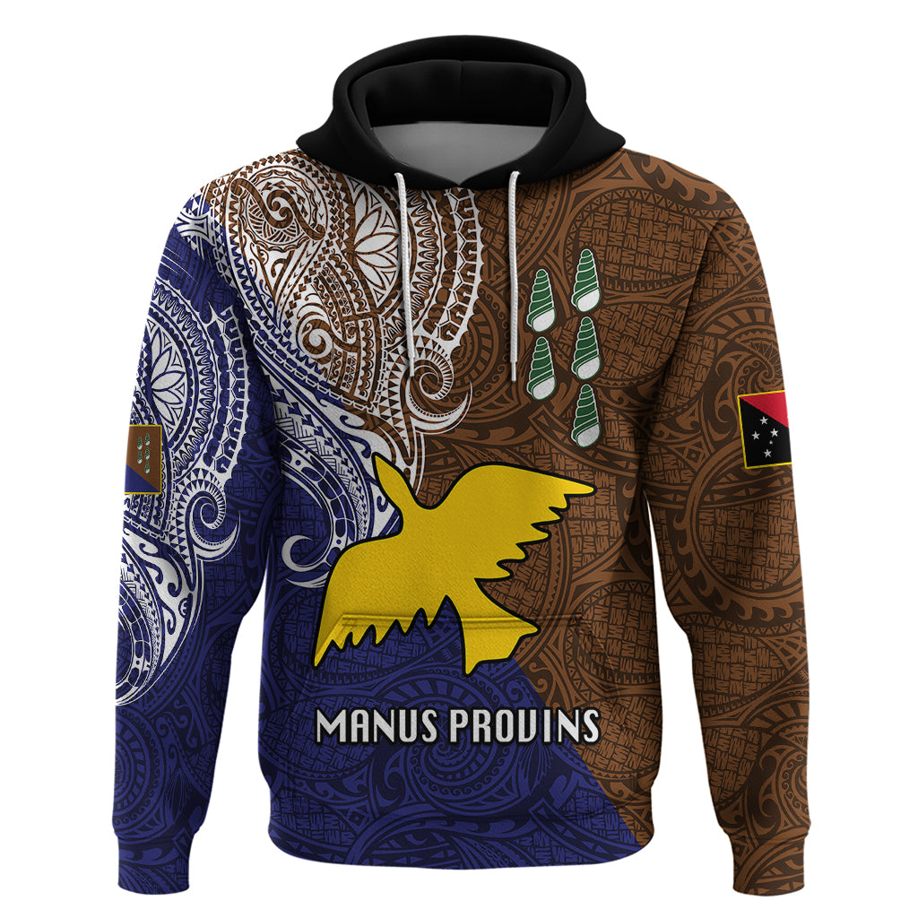 Custom Papua New Guinea Manus Province Hoodie PNG Birds Of Paradise Polynesian Arty Style LT03 Pullover Hoodie Brown - Polynesian Pride