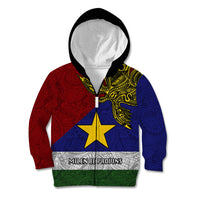 Papua New Guinea Milne Bay Province Kid Hoodie PNG Birds Of Paradise Polynesian Arty Style LT03 Zip Hoodie Blue - Polynesian Pride