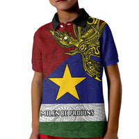 Papua New Guinea Milne Bay Province Kid Polo Shirt PNG Birds Of Paradise Polynesian Arty Style LT03 Kid Blue - Polynesian Pride