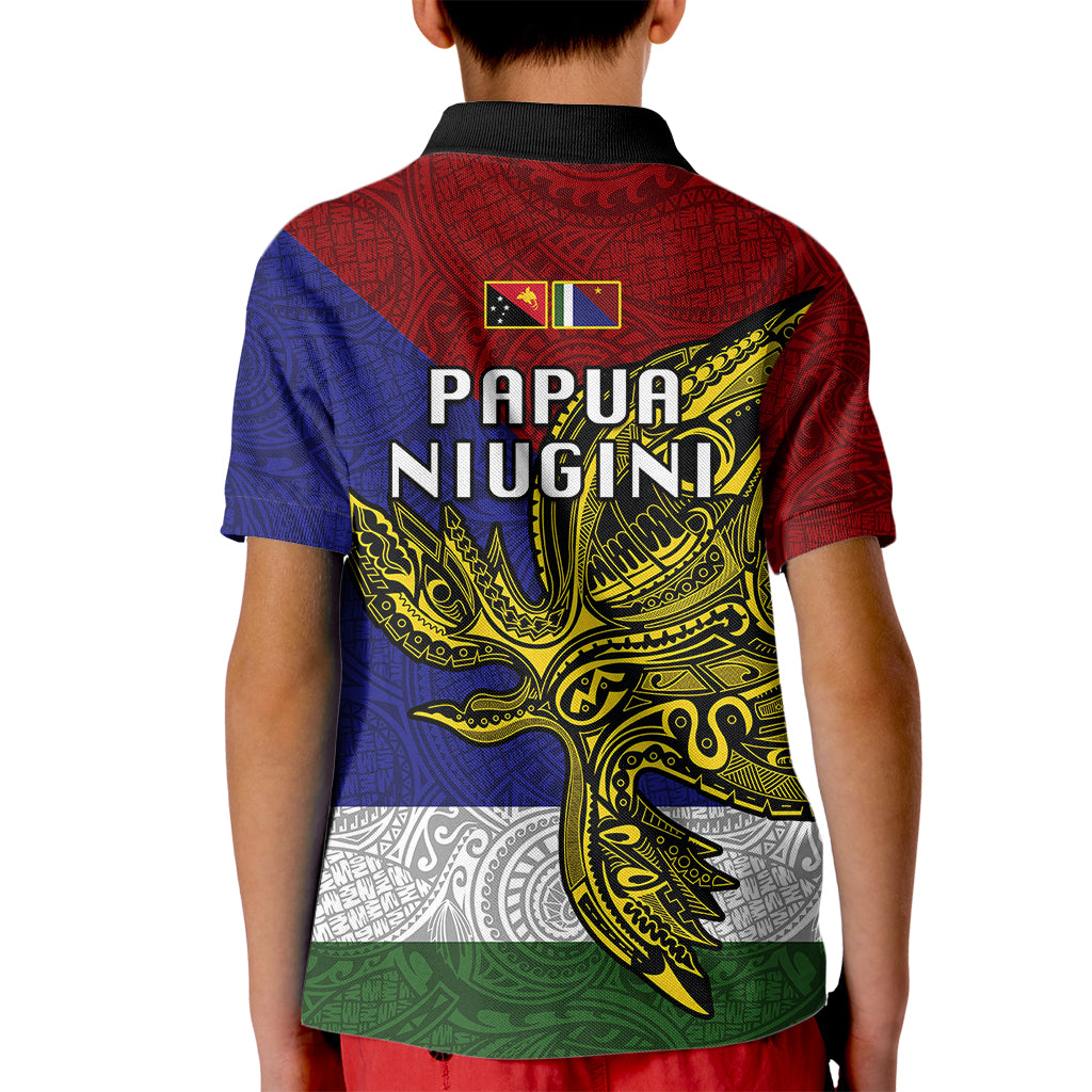 Papua New Guinea Milne Bay Province Kid Polo Shirt PNG Birds Of Paradise Polynesian Arty Style LT03 - Polynesian Pride