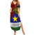 Papua New Guinea Milne Bay Province Summer Maxi Dress PNG Birds Of Paradise Polynesian Arty Style LT03 Women Blue - Polynesian Pride