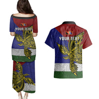 Custom Papua New Guinea Milne Bay Province Couples Matching Puletasi Dress and Hawaiian Shirt PNG Birds Of Paradise Polynesian Arty Style LT03 - Polynesian Pride