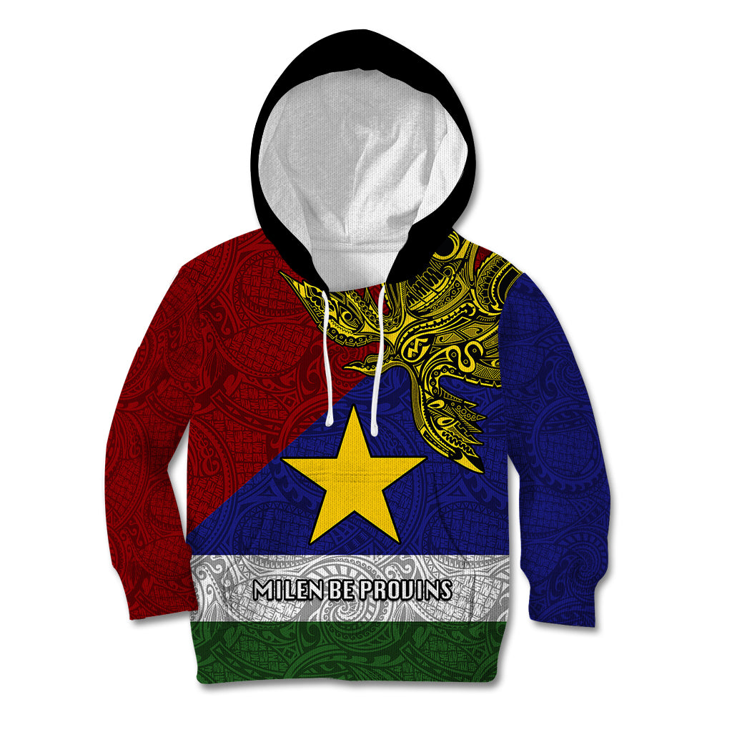 Custom Papua New Guinea Milne Bay Province Kid Hoodie PNG Birds Of Paradise Polynesian Arty Style LT03 Blue - Polynesian Pride