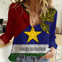 Custom Papua New Guinea Milne Bay Province Women Casual Shirt PNG Birds Of Paradise Polynesian Arty Style LT03 Female Blue - Polynesian Pride