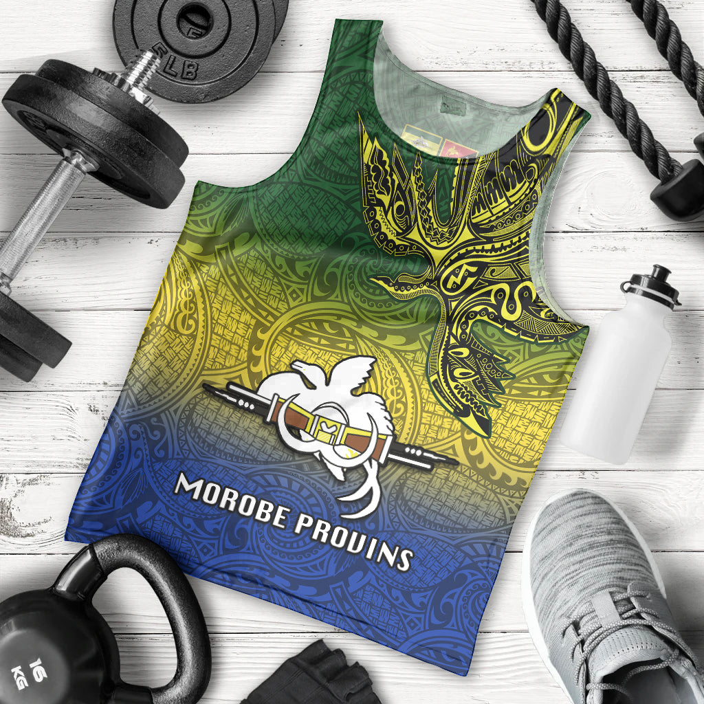 Papua New Guinea Morobe Province Men Tank Top PNG Birds Of Paradise Polynesian Arty Style LT03 Yellow - Polynesian Pride