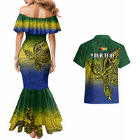 Custom Papua New Guinea Morobe Province Couples Matching Mermaid Dress and Hawaiian Shirt PNG Birds Of Paradise Polynesian Arty Style LT03 - Polynesian Pride