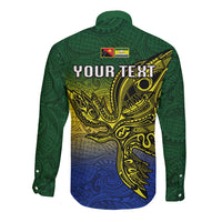 Custom Papua New Guinea Morobe Province Long Sleeve Button Shirt PNG Birds Of Paradise Polynesian Arty Style LT03 - Polynesian Pride