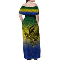 Custom Papua New Guinea Morobe Province Off Shoulder Maxi Dress PNG Birds Of Paradise Polynesian Arty Style LT03 - Polynesian Pride