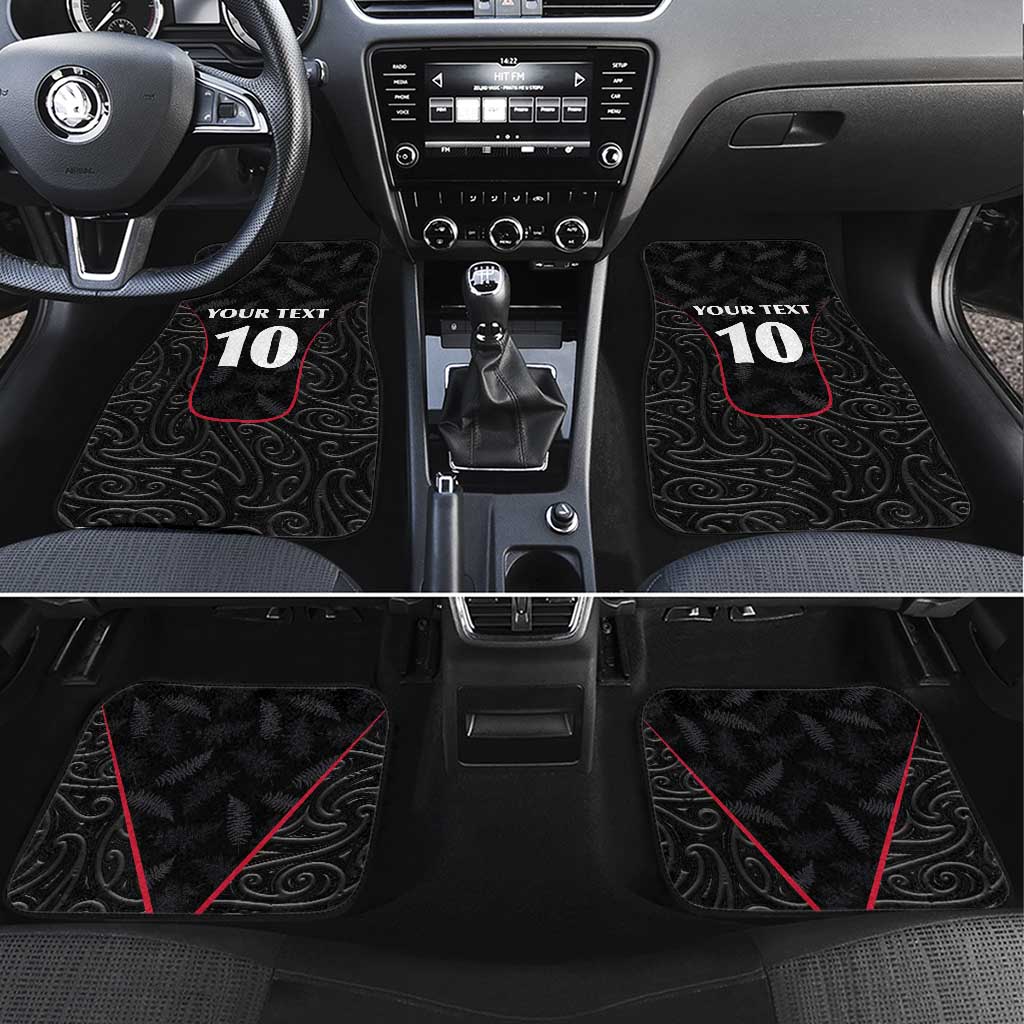 Custom New Zealand Rugby Car Mats Maori All Black Championship 2024 and Silver Fern LT03 Set 4pcs Black - Polynesian Pride