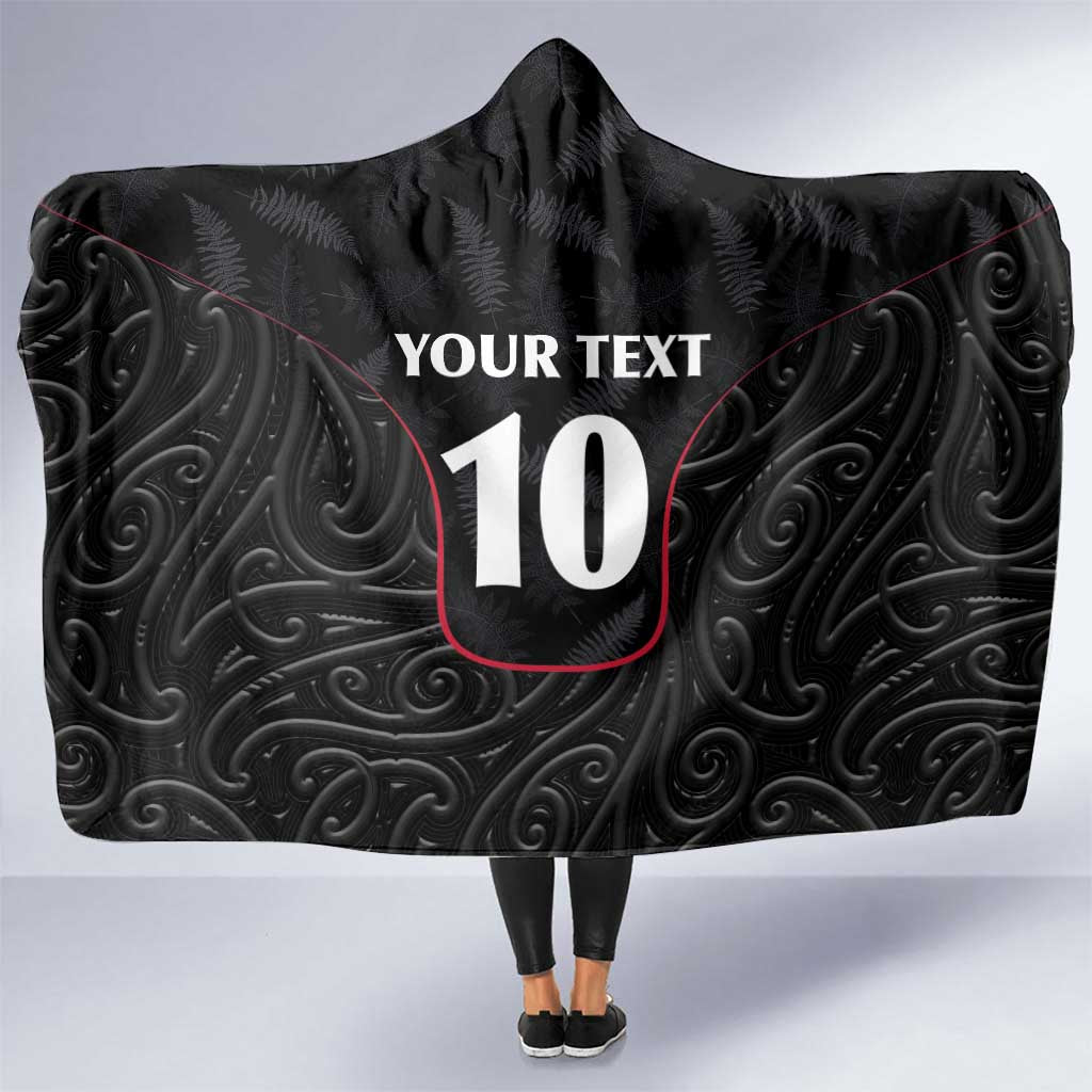 Custom New Zealand Rugby Hooded Blanket Maori All Black Championship 2024 and Silver Fern LT03 One Size Black - Polynesian Pride