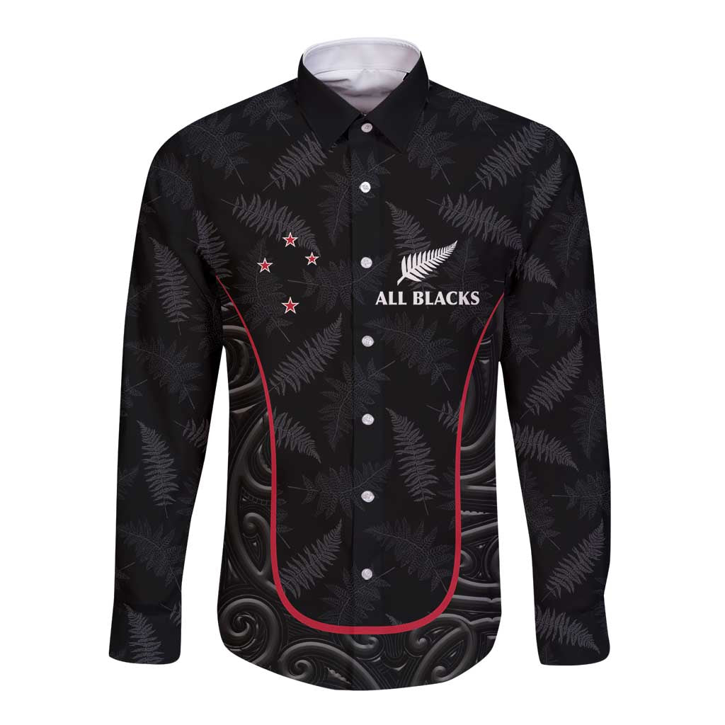 Custom New Zealand Rugby Long Sleeve Button Shirt Maori All Black Championship 2024 and Silver Fern