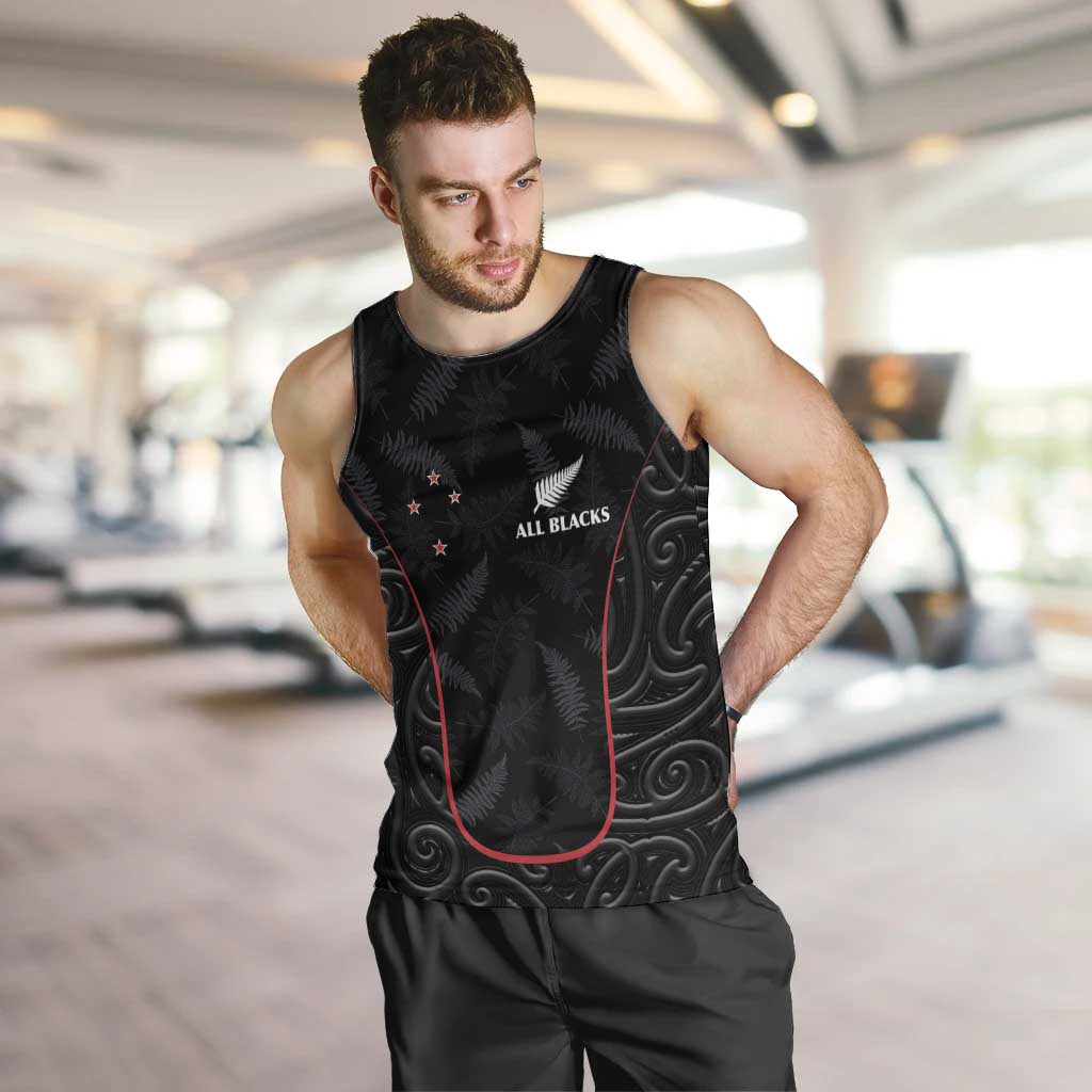 Custom New Zealand Rugby Men Tank Top Maori All Black Championship 2024 and Silver Fern LT03 Black - Polynesian Pride