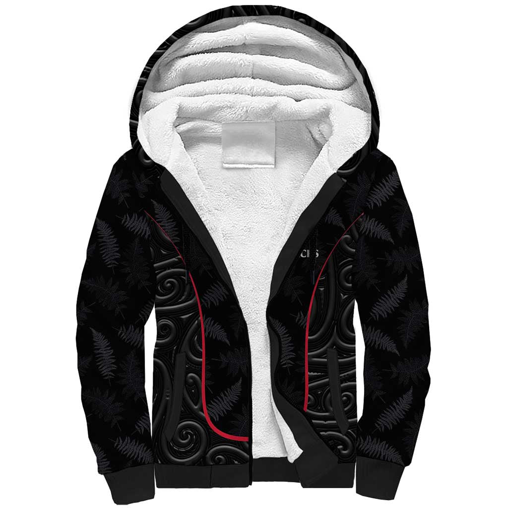 Custom New Zealand Rugby Sherpa Hoodie Maori All Black Championship 2024 and Silver Fern