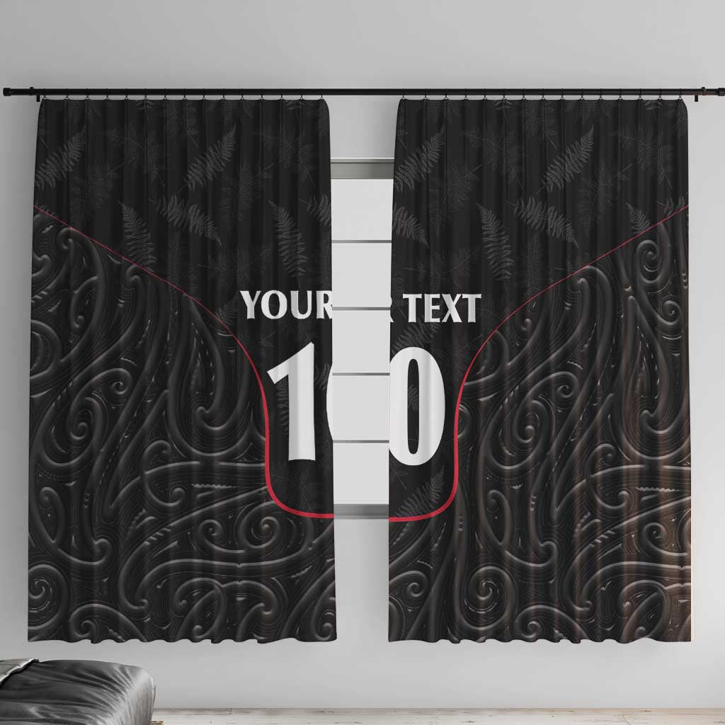 Custom New Zealand Rugby Window Curtain Maori All Black Championship 2024 and Silver Fern LT03 With Hooks Black - Polynesian Pride