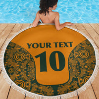 Custom Australia Rugby Championship 2024 Beach Blanket Aboriginal Art Tattoo Pattern LT03 - Polynesian Pride