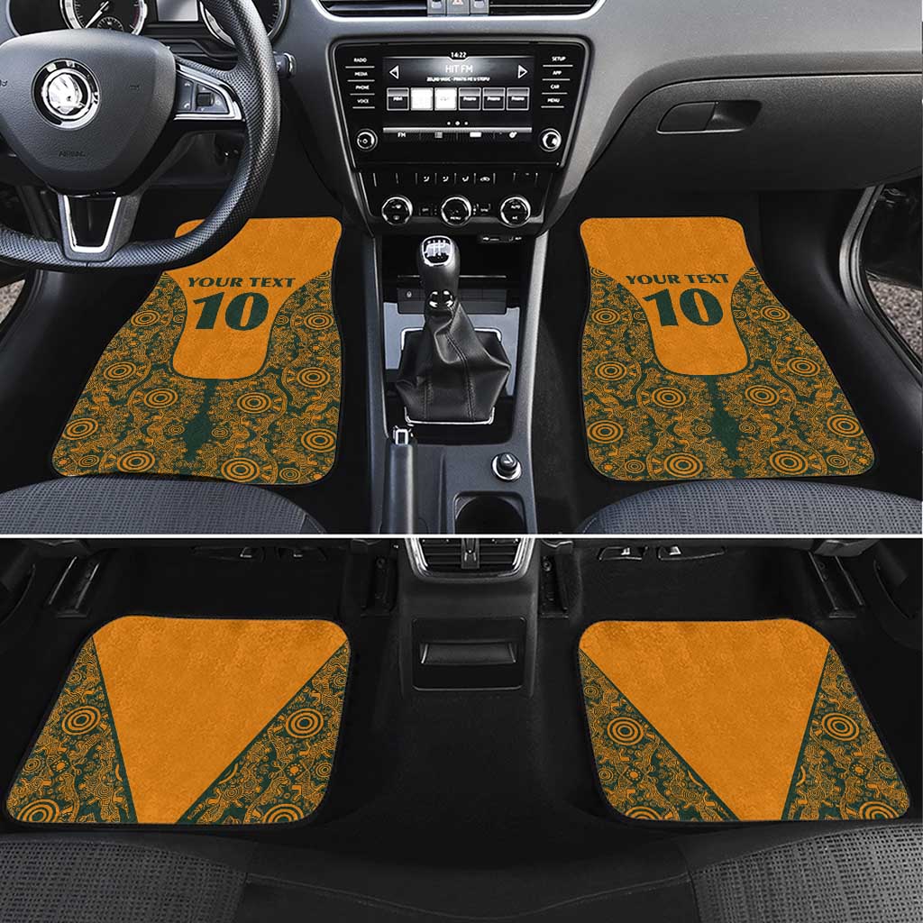 Custom Australia Rugby Championship 2024 Car Mats Aboriginal Art Tattoo Pattern LT03 Set 4pcs Yellow - Polynesian Pride