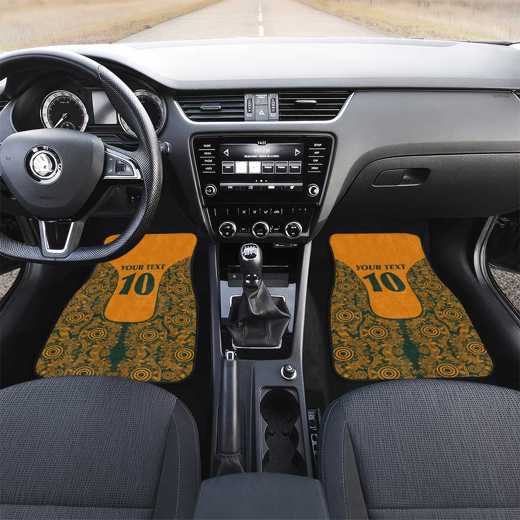Custom Australia Rugby Championship 2024 Car Mats Aboriginal Art Tattoo Pattern LT03 Set 2pcs - Front Yellow - Polynesian Pride