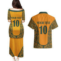 Custom Australia Rugby Championship 2024 Couples Matching Puletasi and Hawaiian Shirt Aboriginal Art Tattoo Pattern LT03 - Polynesian Pride