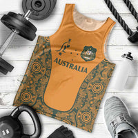 Custom Australia Rugby Championship 2024 Men Tank Top Aboriginal Art Tattoo Pattern LT03 - Polynesian Pride