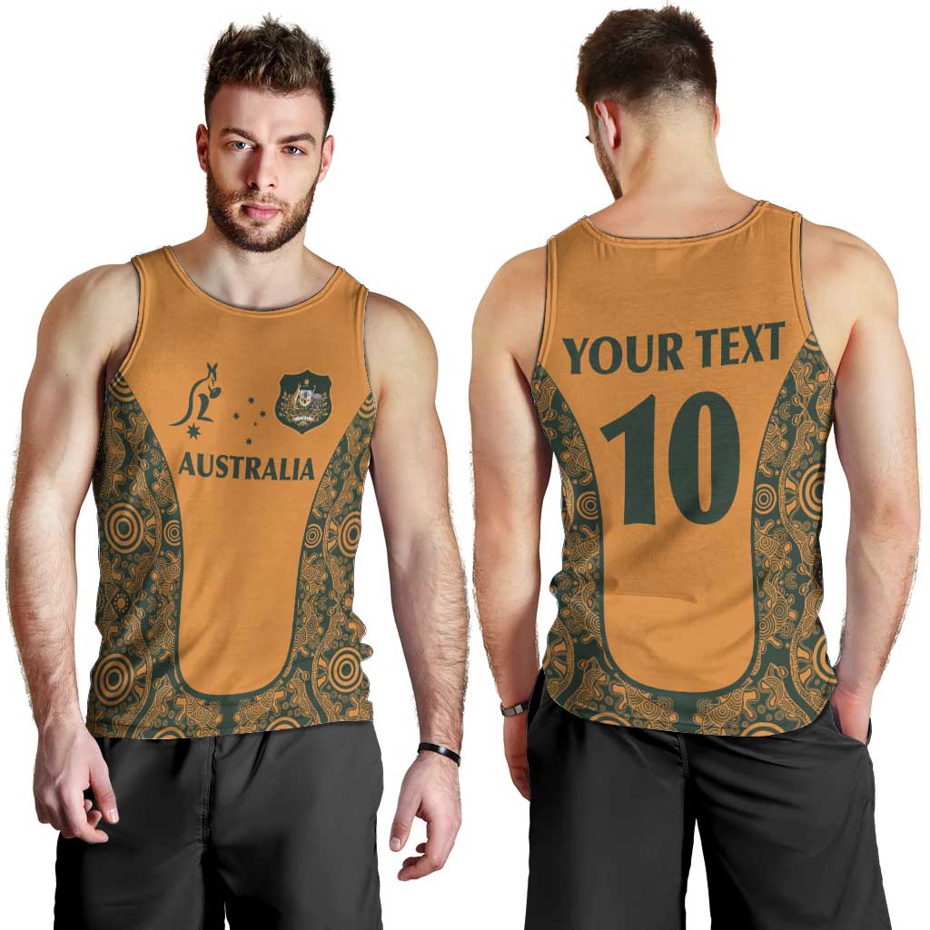Custom Australia Rugby Championship 2024 Men Tank Top Aboriginal Art Tattoo Pattern LT03 - Polynesian Pride