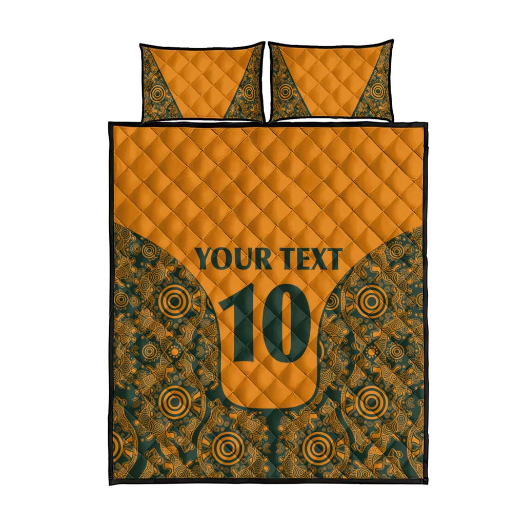 Custom Australia Rugby Championship 2024 Quilt Bed Set Aboriginal Art Tattoo Pattern LT03 - Polynesian Pride