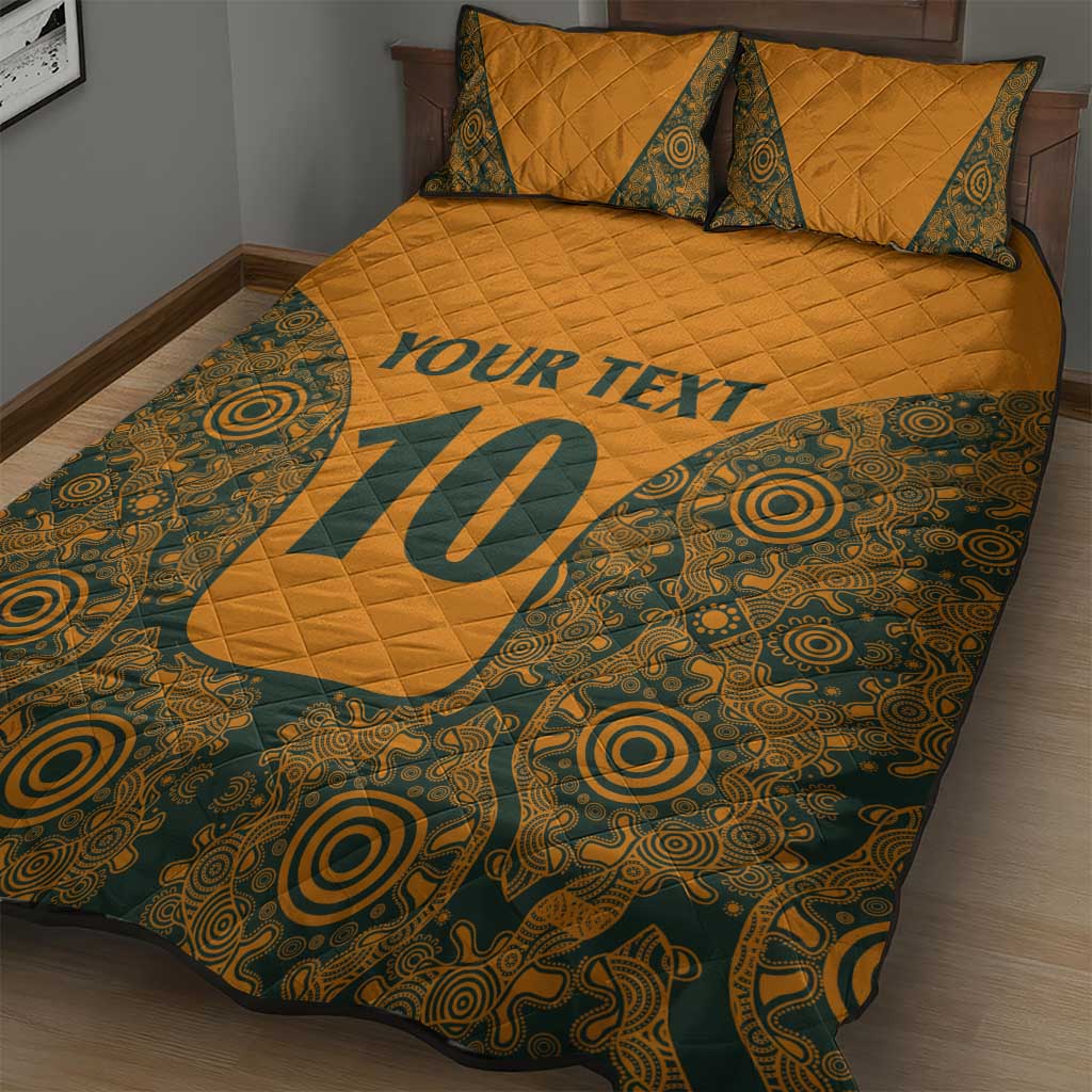 Custom Australia Rugby Championship 2024 Quilt Bed Set Aboriginal Art Tattoo Pattern LT03 - Polynesian Pride