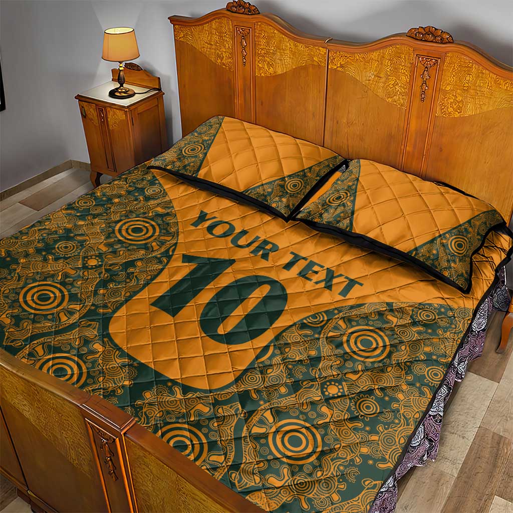 Custom Australia Rugby Championship 2024 Quilt Bed Set Aboriginal Art Tattoo Pattern LT03 - Polynesian Pride