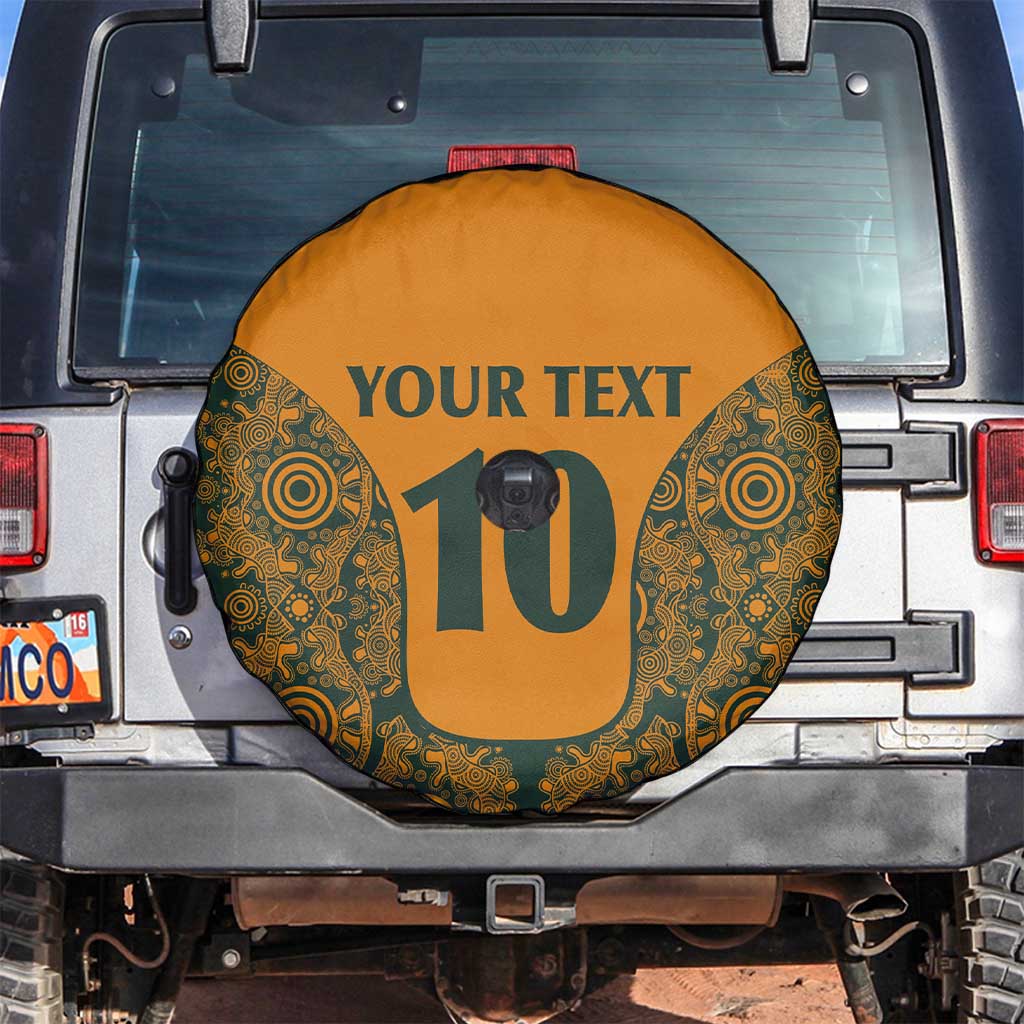 Custom Australia Rugby Championship 2024 Spare Tire Cover Aboriginal Art Tattoo Pattern