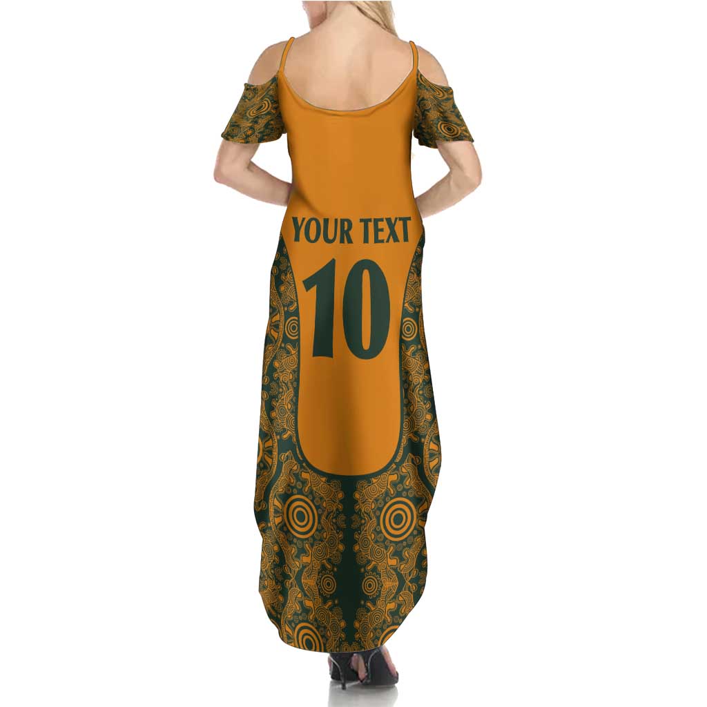 Custom Australia Rugby Championship 2024 Summer Maxi Dress Aboriginal Art Tattoo Pattern LT03 - Polynesian Pride