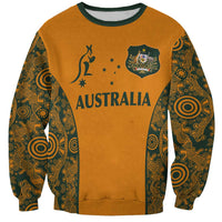 Custom Australia Rugby Championship 2024 Sweatshirt Aboriginal Art Tattoo Pattern LT03 Unisex Yellow - Polynesian Pride