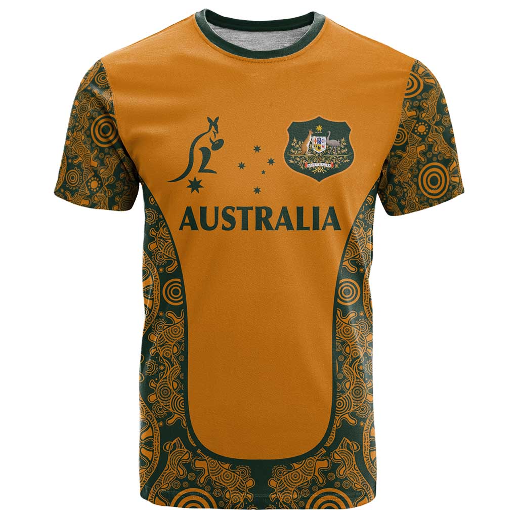 Custom Australia Rugby Championship 2024 T Shirt Aboriginal Art Tattoo Pattern