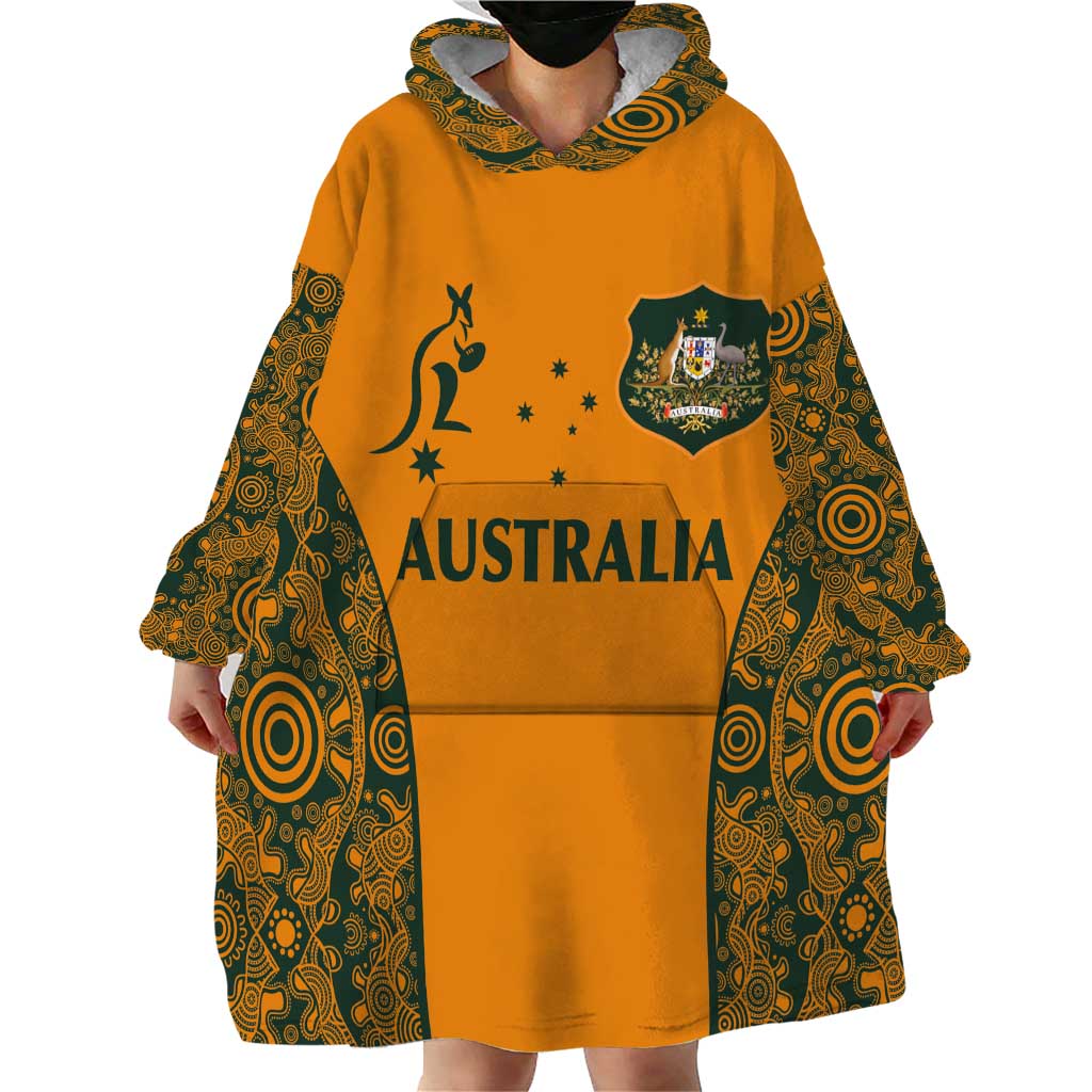 Custom Australia Rugby Championship 2024 Wearable Blanket Hoodie Aboriginal Art Tattoo Pattern LT03 - Polynesian Pride