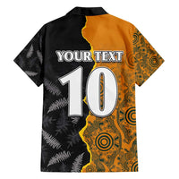 Custom New Zealand and Australia Rugby Championship 2024 Family Matching Off Shoulder Maxi Dress and Hawaiian Shirt Maori Warrior and Kangaroo Mascot with Fern Aboriginal