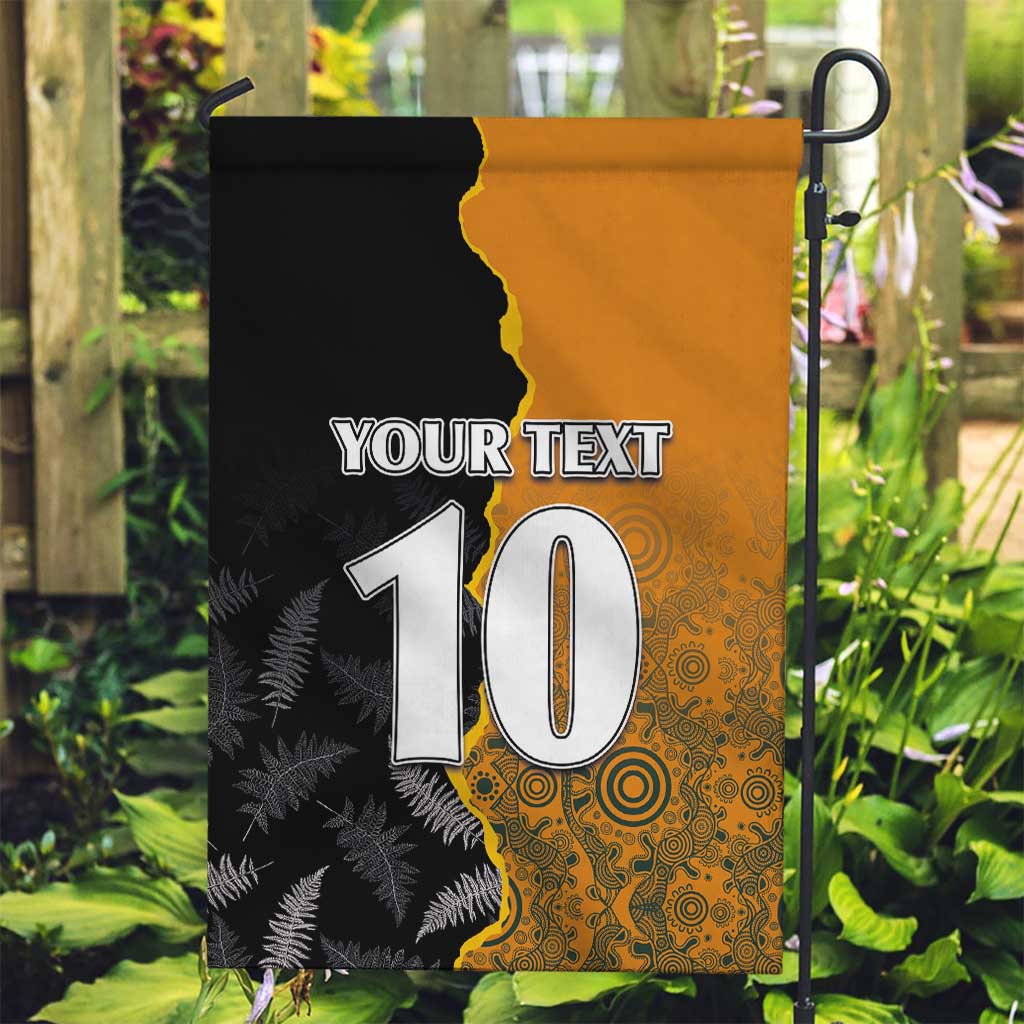 Custom New Zealand and Australia Rugby Championship 2024 Garden Flag Maori Warrior and Kangaroo Mascot with Fern Aboriginal