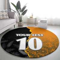 Custom New Zealand and Australia Rugby Championship 2024 Round Carpet Maori Warrior and Kangaroo Mascot with Fern Aboriginal