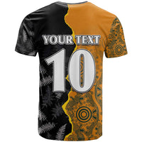 Custom New Zealand and Australia Rugby Championship 2024 T Shirt Maori Warrior and Kangaroo Mascot with Fern Aboriginal