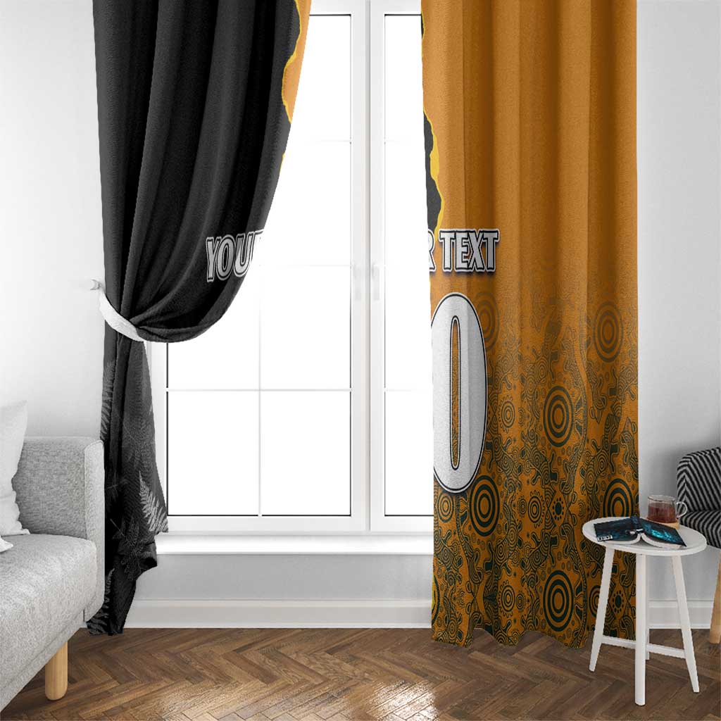 Custom New Zealand and Australia Rugby Championship 2024 Window Curtain Maori Warrior and Kangaroo Mascot with Fern Aboriginal