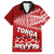 Tonga Rugby Family Matching Off Shoulder Maxi Dress and Hawaiian Shirt Sipi Tau Dance Ngatu Pattern LT03 Dad's Shirt - Short Sleeve Red - Polynesian Pride